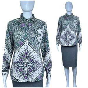 Etro Paisley Artsy Button Up Shirt Long Sleeve Top Art To Wear Size XL / 46 IT
